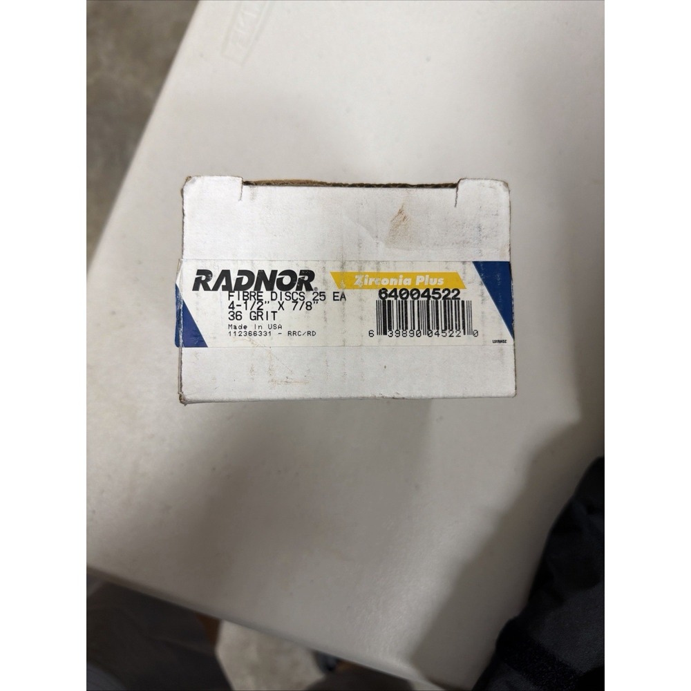 Radnor 64004522 4 1/2" X 7/8" 36 Grit Zirconia Plus Fiber Disc